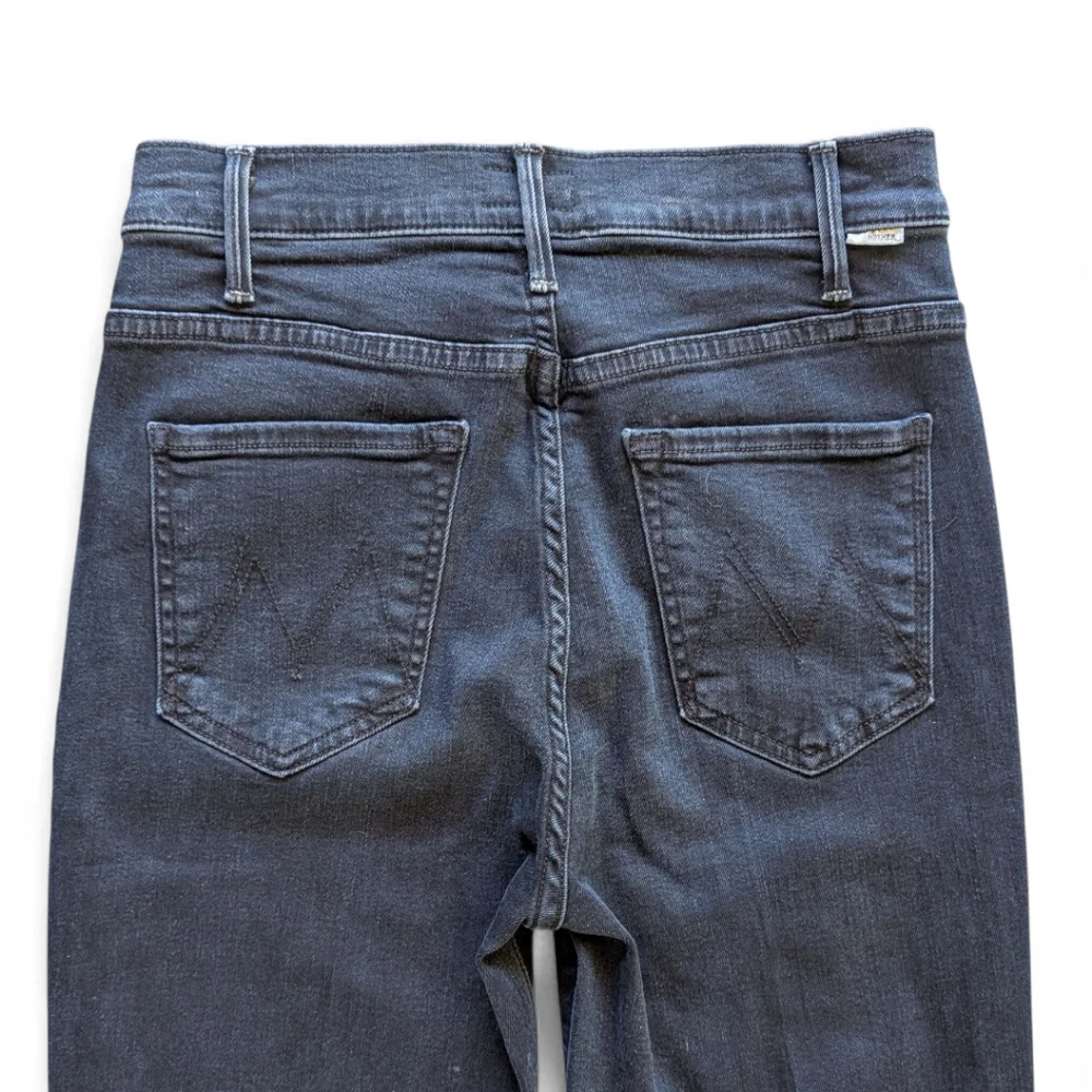 Mother Hustler Fray Jeans Sz‎ 27 Night in Paris Dark Blue Denim Raw Hem Flare - Picture 9 of 14